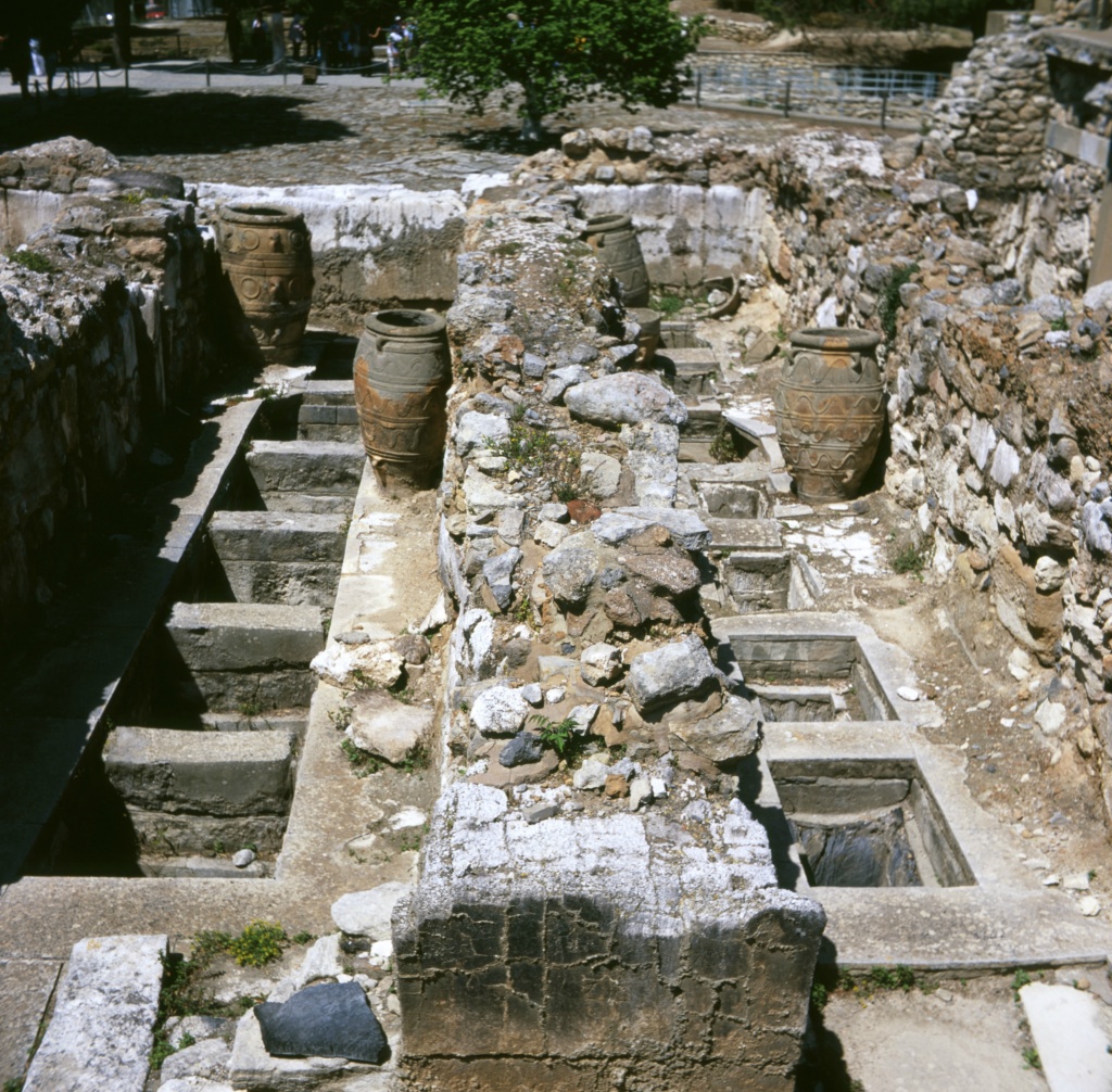 The storerooms with the large storage jars at the west section of the Knossos palace